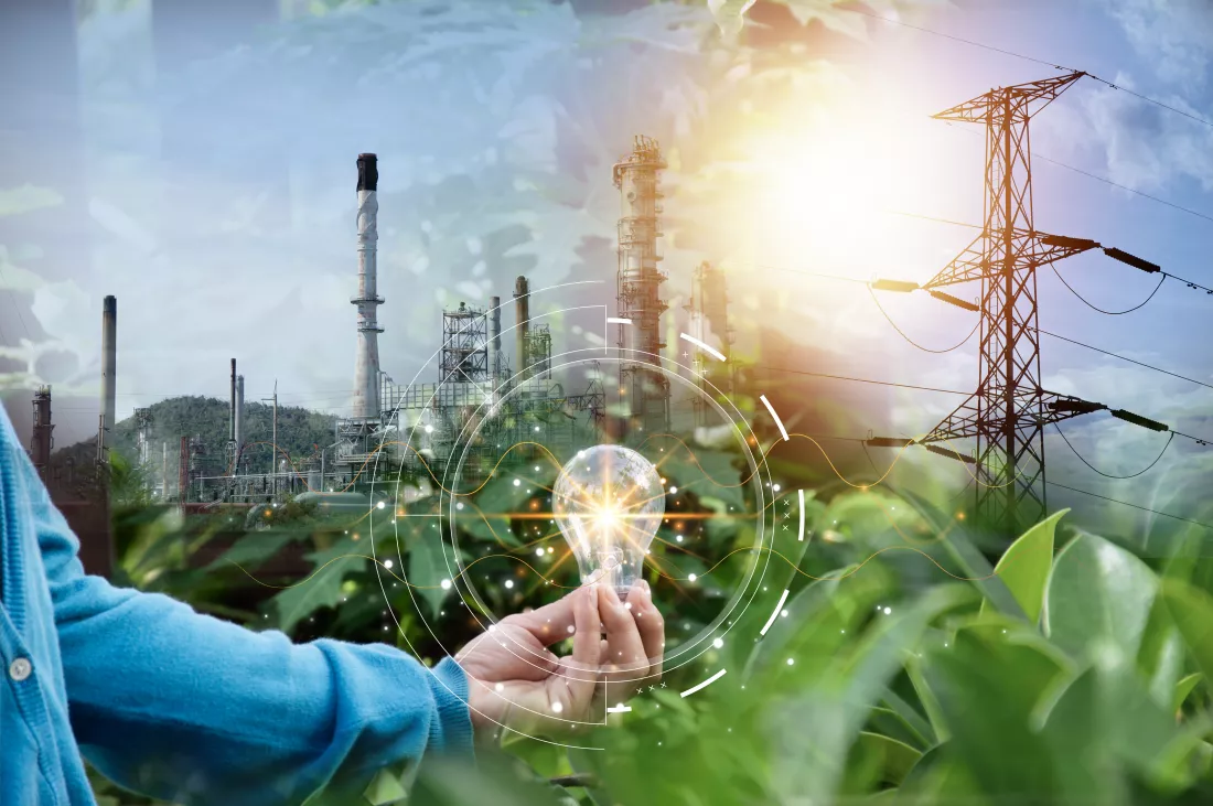 green-industry-concept-carbon-reduction-renewable-energy-use